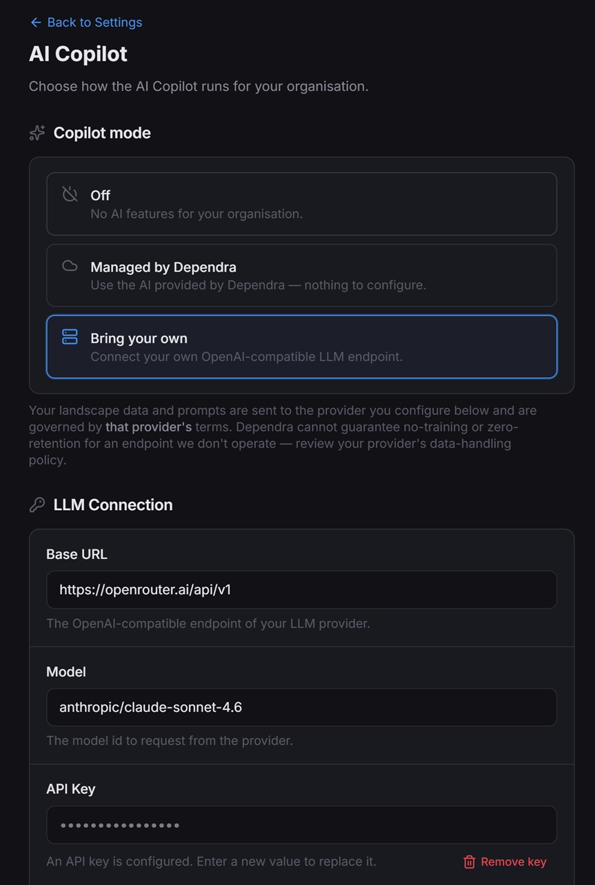 BYO LLM configuration